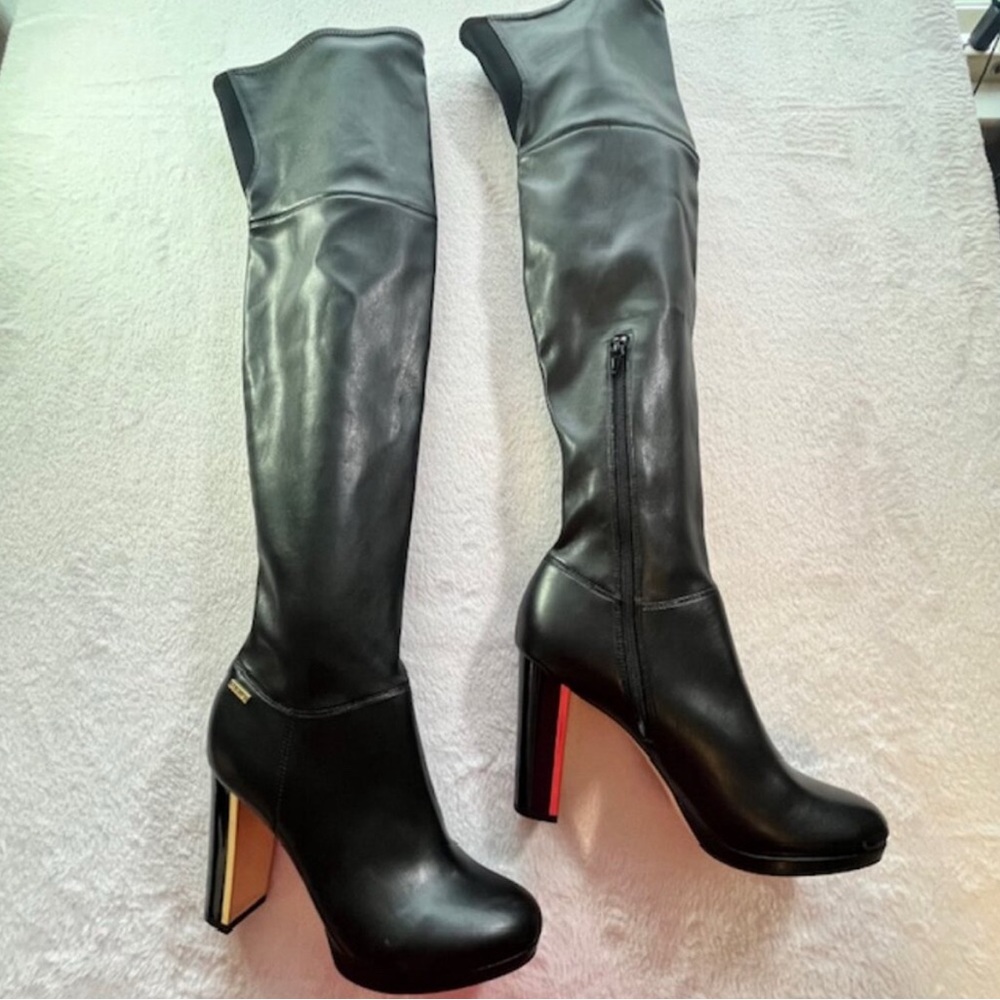 Calvin Klein Black Over the Knee Boots with 4" Heels- Size 8.5